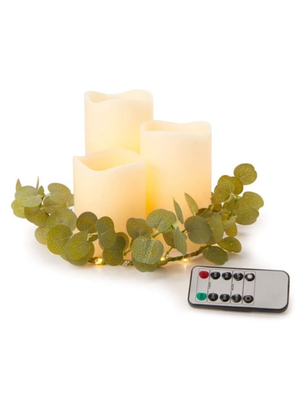 Ivory 3-Piece LED Pillar Candle Set with Remote